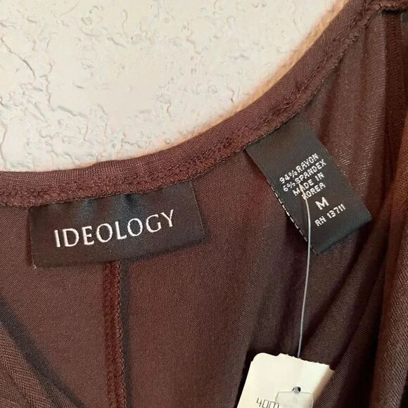 Ideology NWT Off the Shoulders Knee Length Dress Size Medium Brown Stretch - Picture 2 of 3